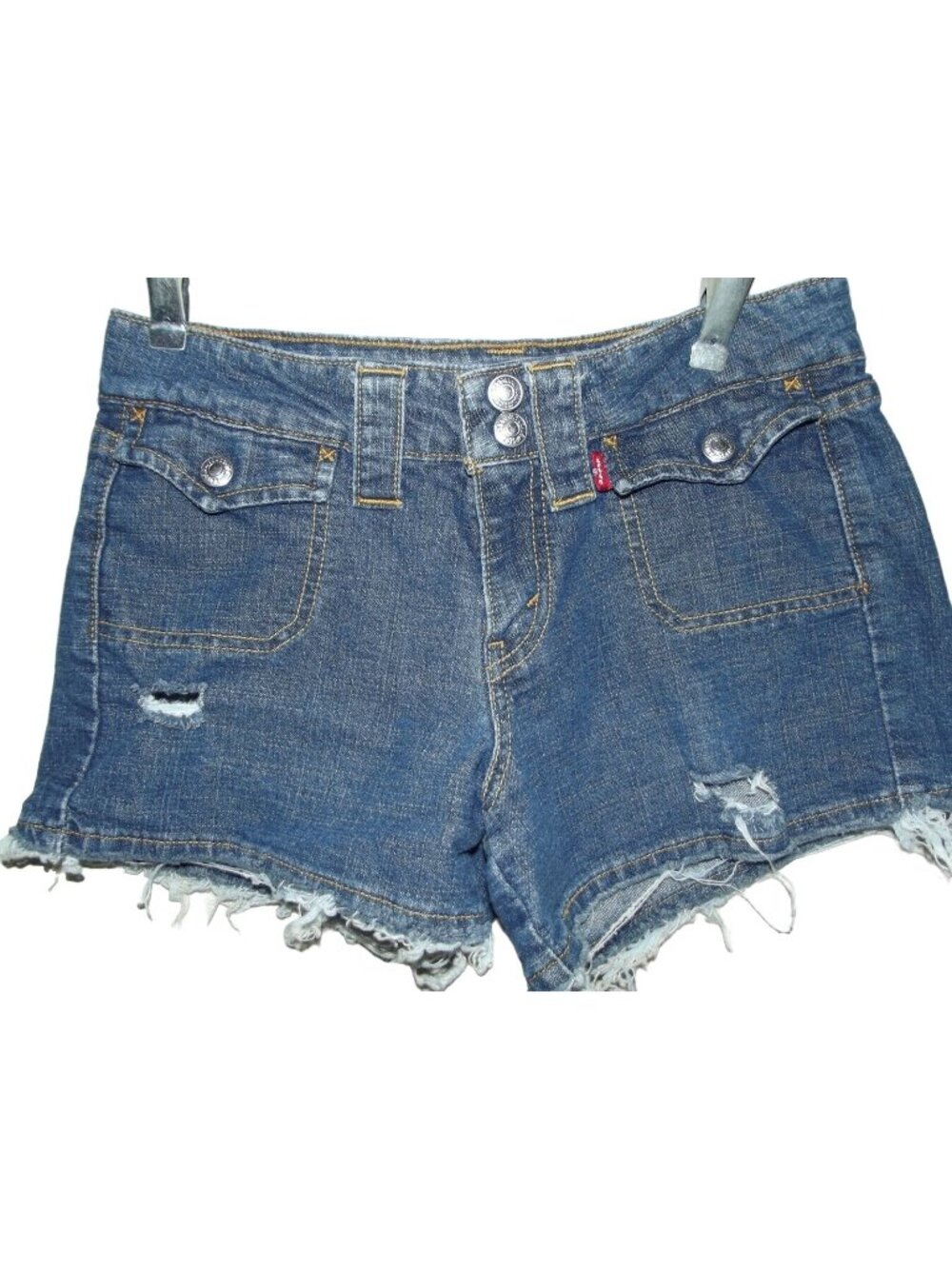 Levi's Jean Shorts Womens Size 5 Cut-Off Denim flaps Jamil distressed holes